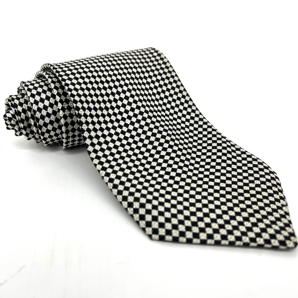 Vintage USA Mens Bruno Piattelli 100% Pure Silk Harlequin Diamond Patterned Tie
